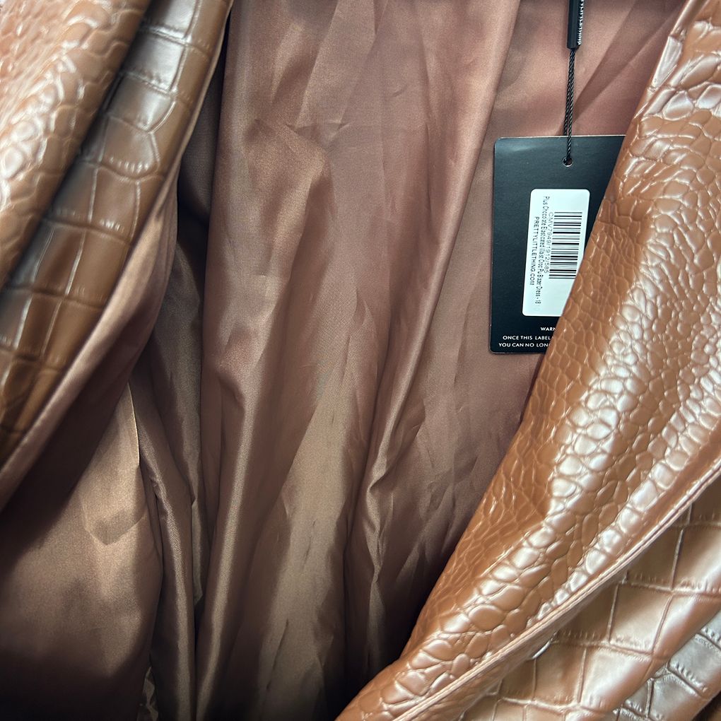 PrettyLittleThing Brown Plus Size Faux Leather Jacket - Size 18