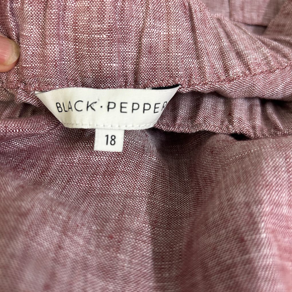Black Pepper Dusty Pink Linen Pants - Size 18