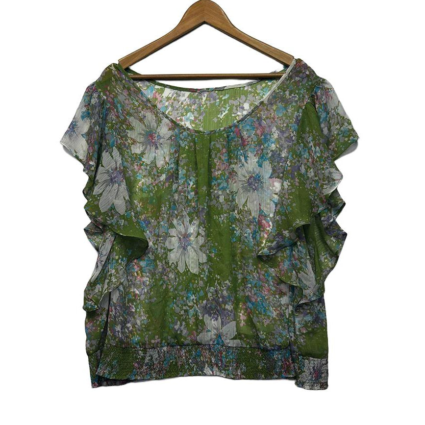 Katies Green Floral Sheet Top - Size 14/16