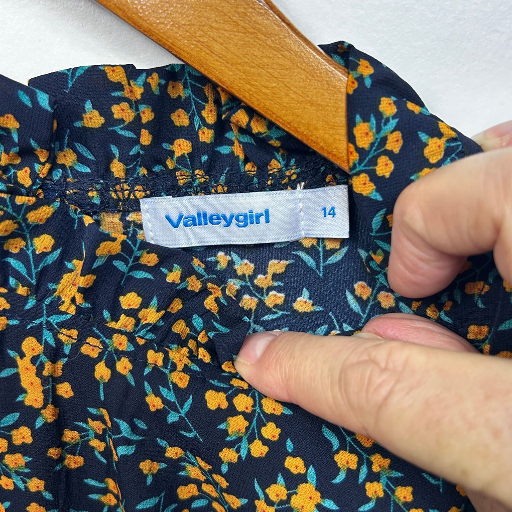 Valleygirl Navy Floral Top - Size 14