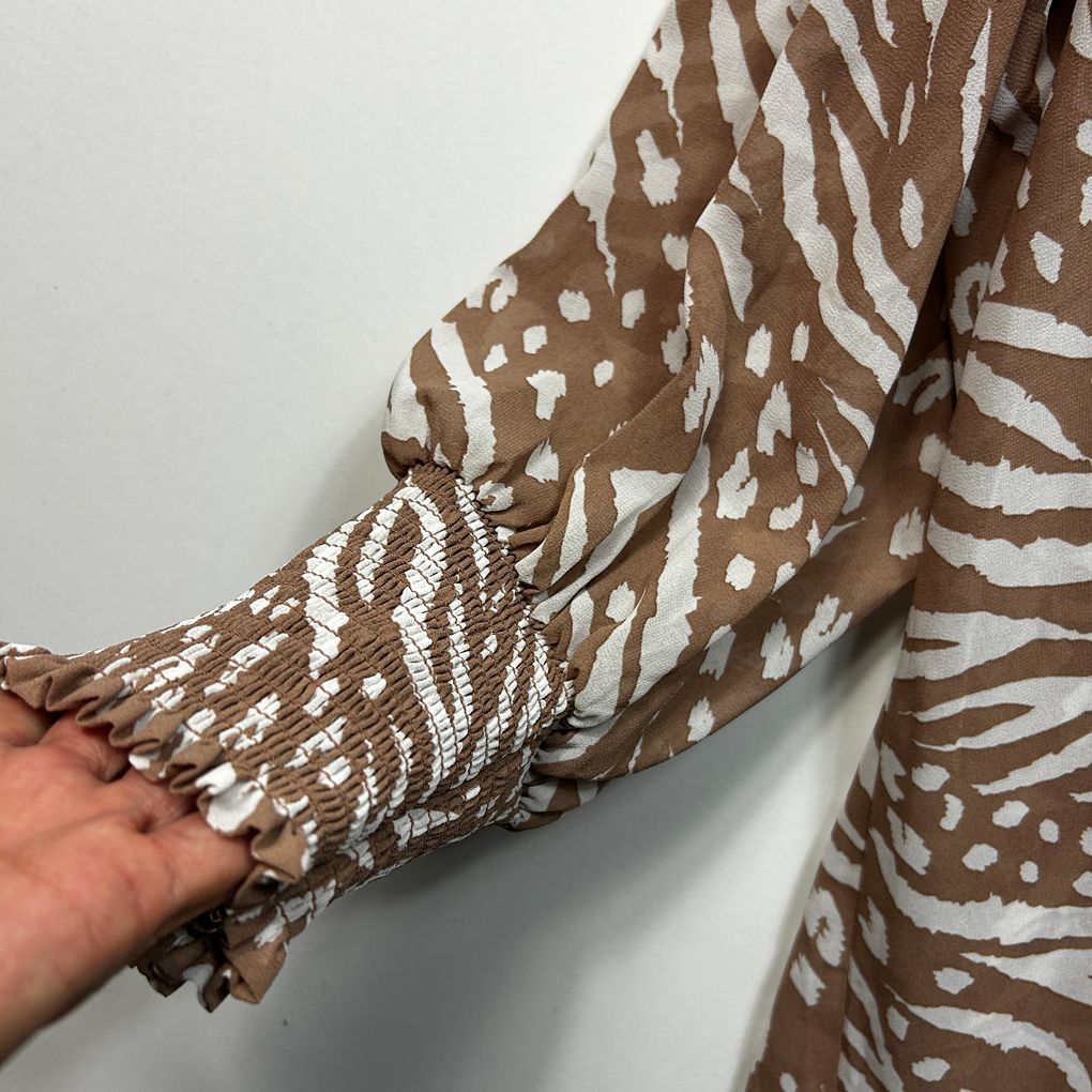 City Chic Tan Animal Print Long Sleeve Top - Size 22