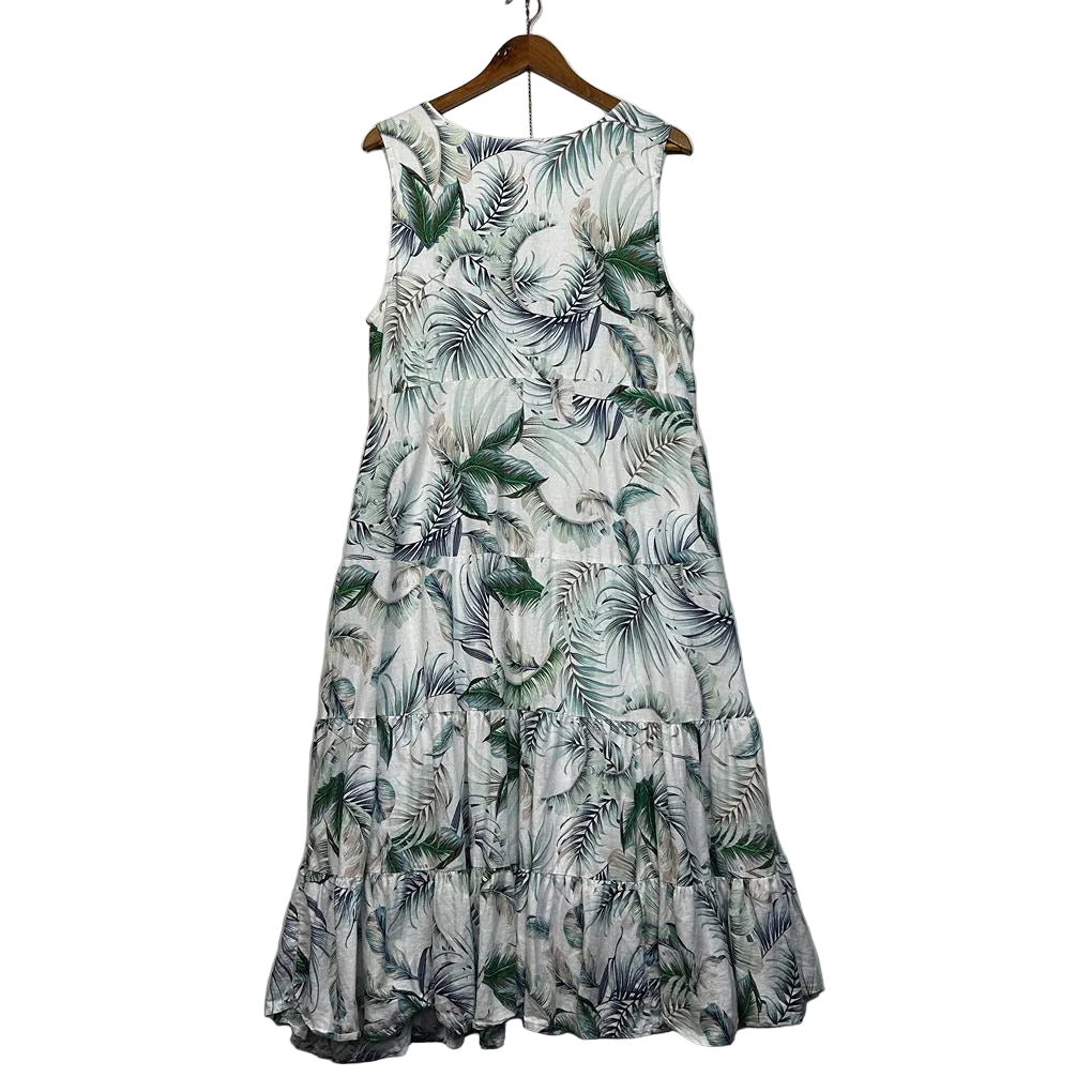W.Lane White Floral Linen Dress - Size 16