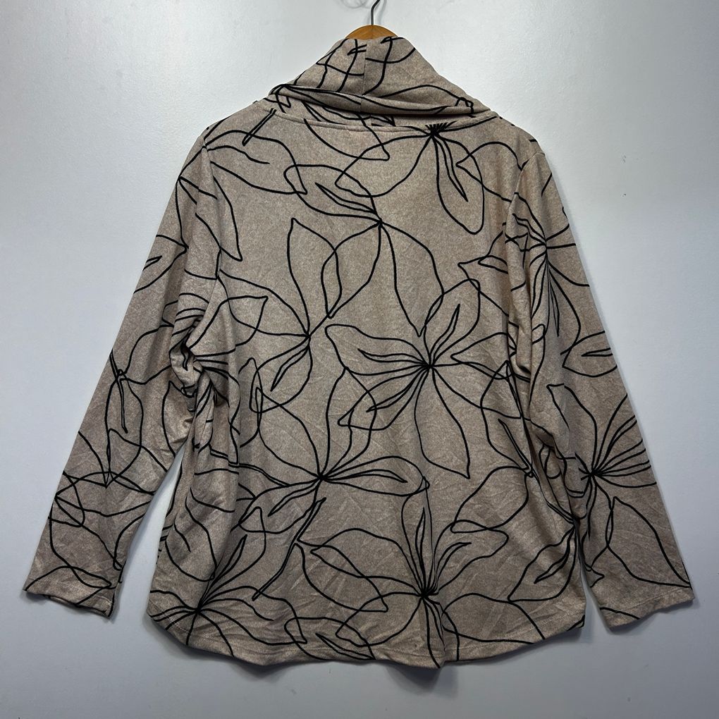 Millers Beige Black Print Plus Size Cowl Neck Top - Size 20