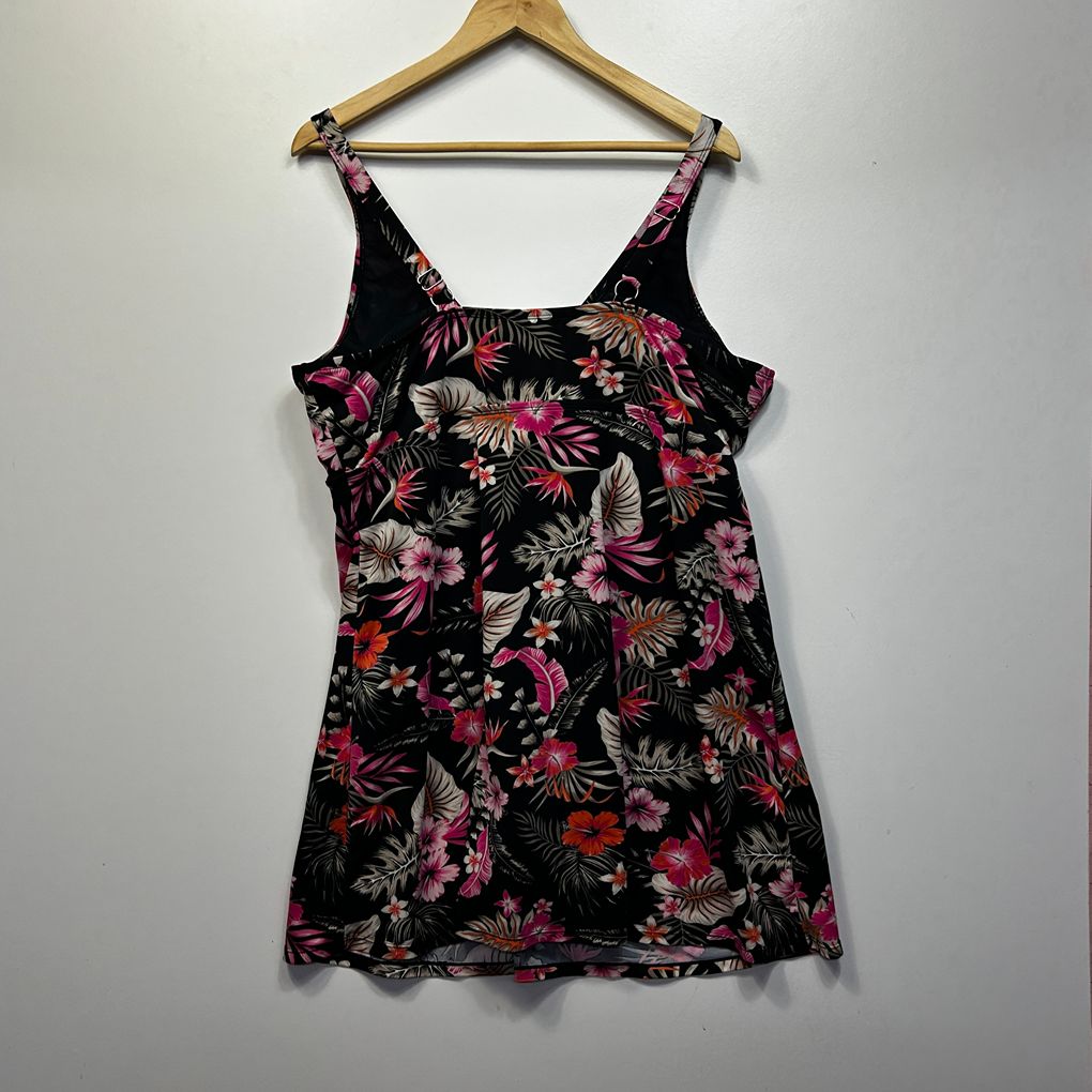 Millers Black Floral Plus Size Swim Dress - Size 20