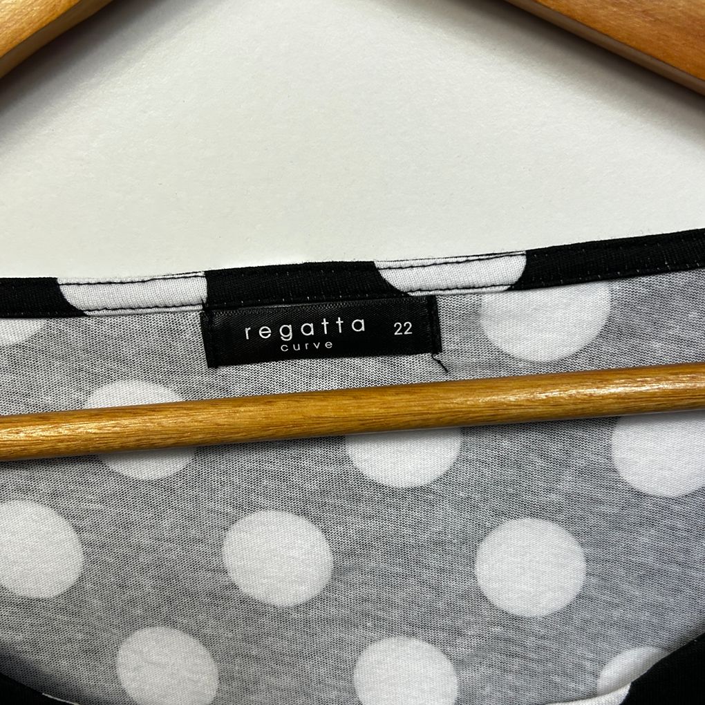 Regatta Black Polka Dot Plus Size Cotton Top - Size 22
