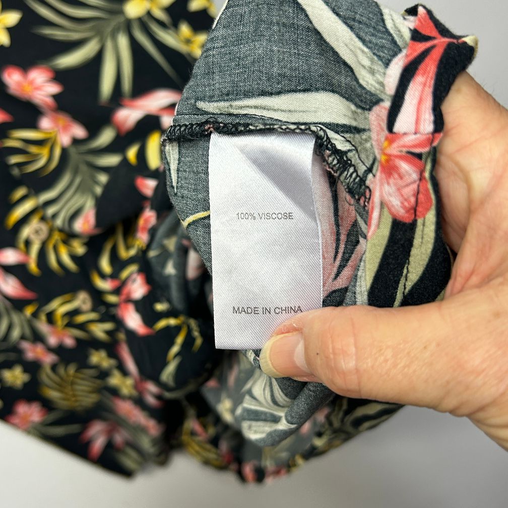Jay Jays Black Foral Shirt Dress or Longline Top - Size 16