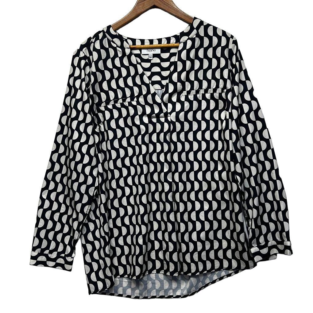 Heine Black White Geometric Print Top - Size 18/44