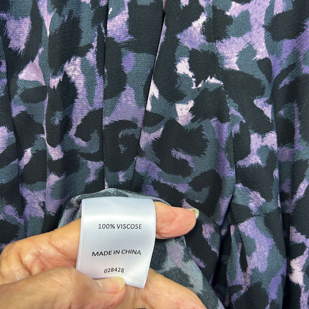 Sussan Purple Leonard Print Long Sleeve Top - Size 16