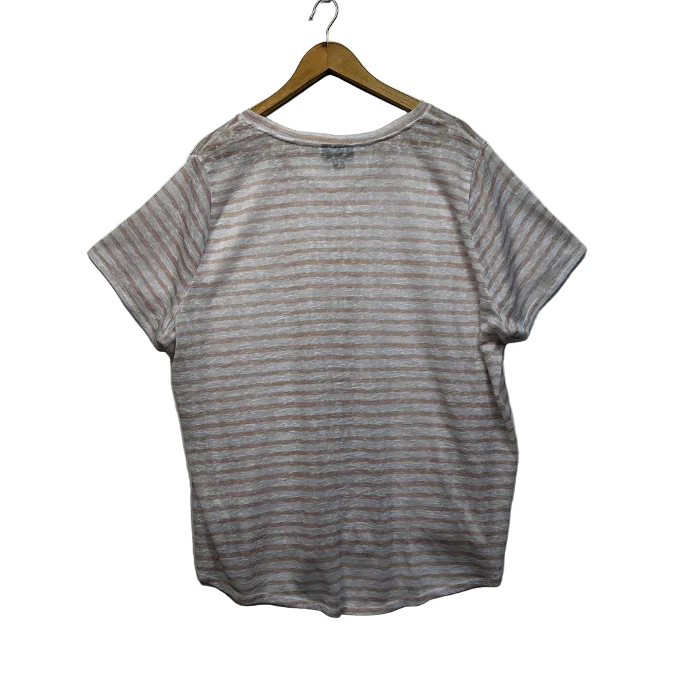 Autograph Pink Striped Top Tee - Size 24