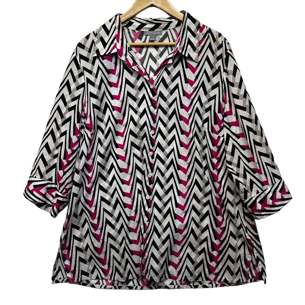Nouvelle Chevron Cotton Top - Size 20