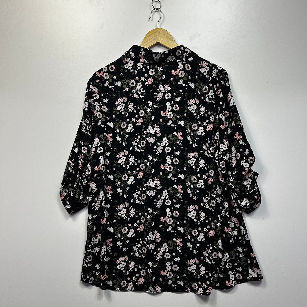 Millers Black Floral Plus Size Shirt - Size 18
