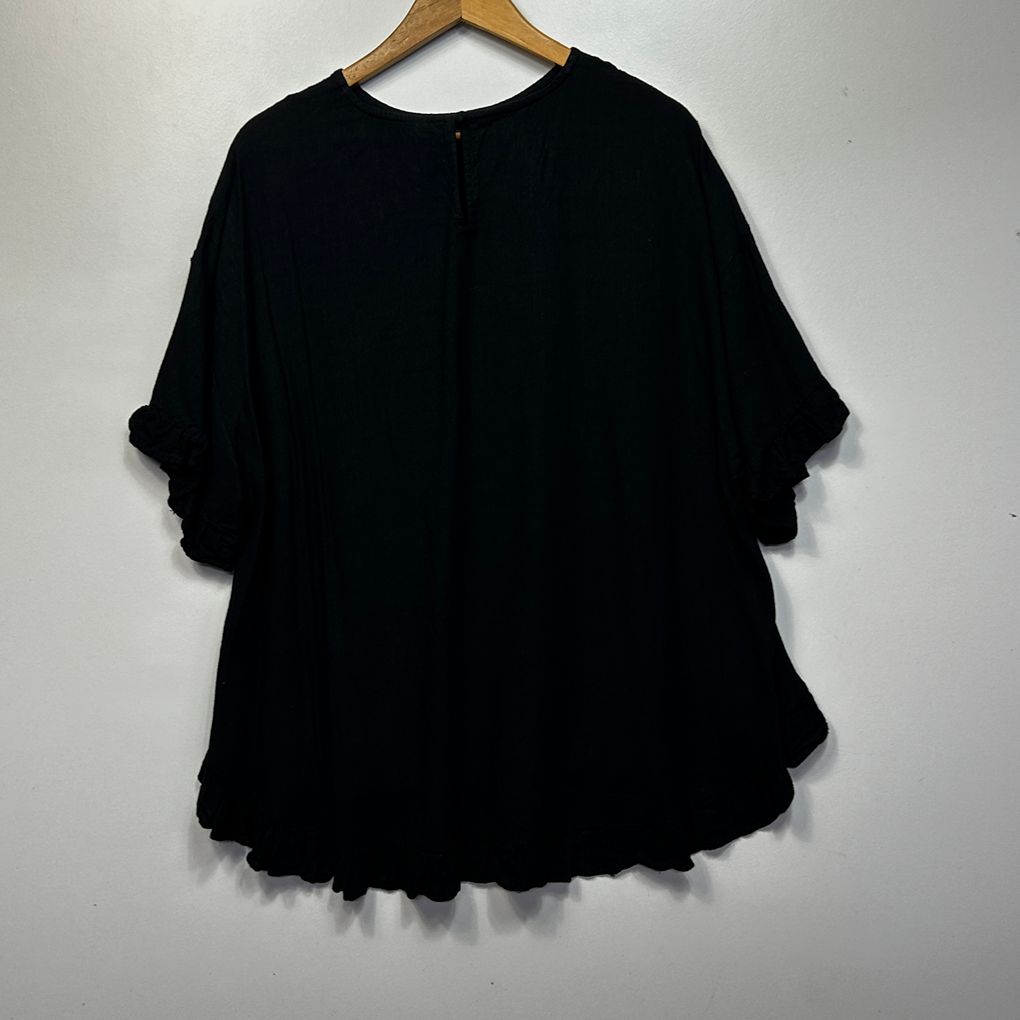 Anko Black Linen Top - Size 20