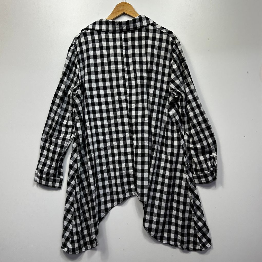 Black White Check Tunic Top - Size 4XL