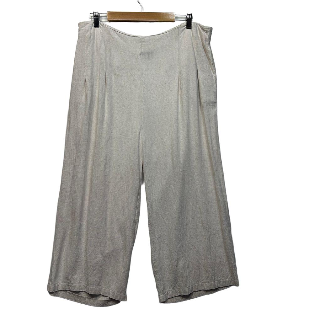 Caroline Morgan Oatmeal Linen Pants - Size 16