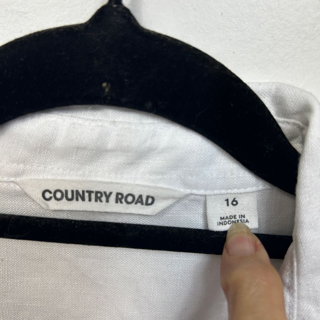 Country Road White Linen Shirt - Size 16