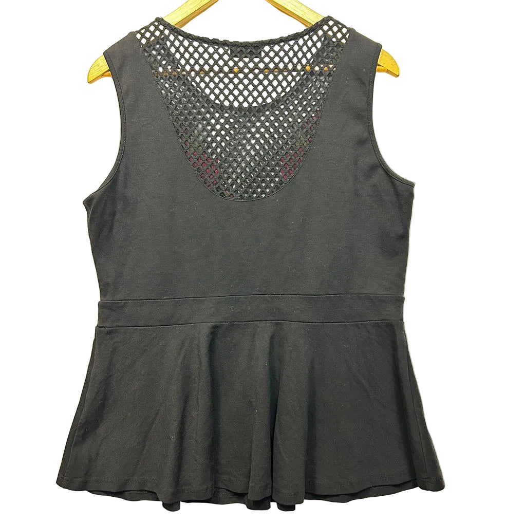 City Chic Black Embroidered Sleeveless Top - Size 16