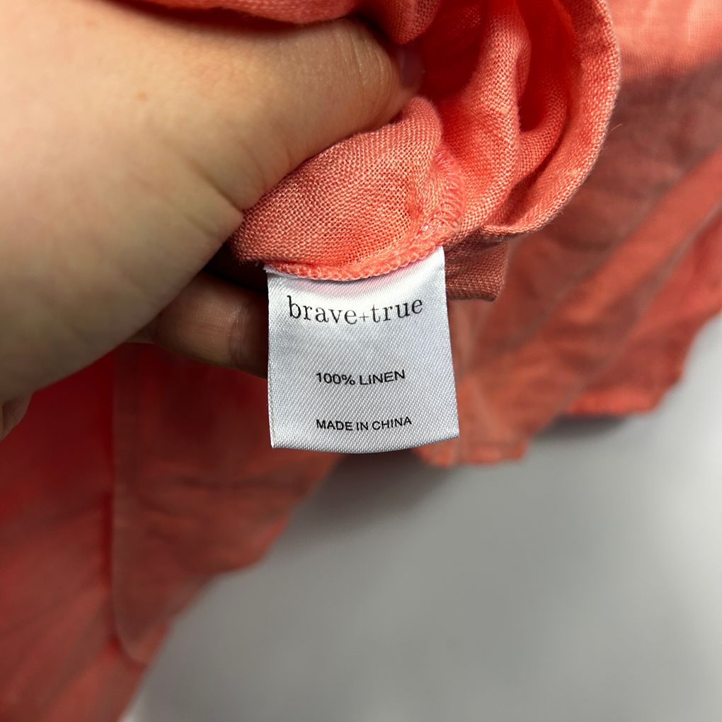 Brave+True Coral Linen Wrap Top - Size M/L