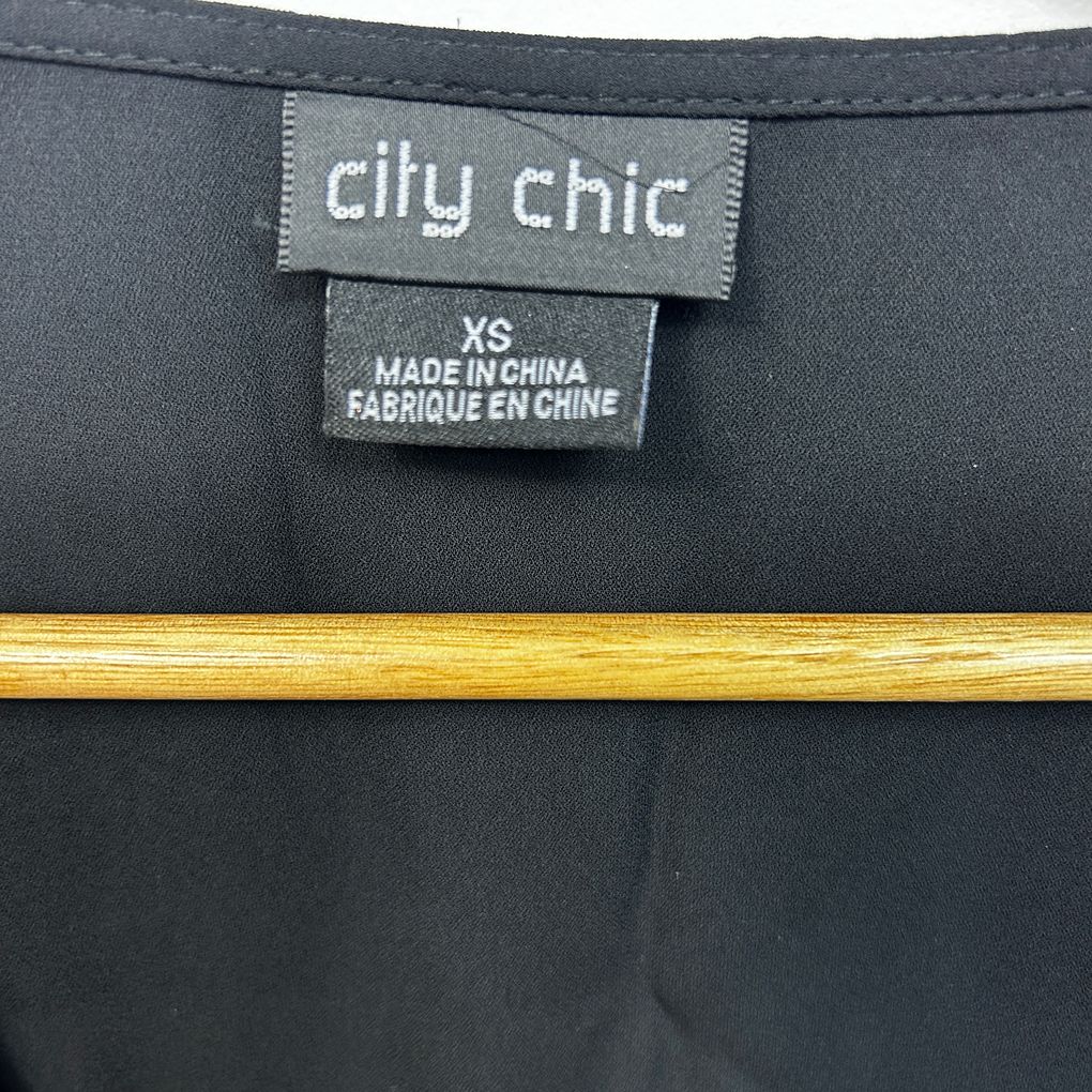 City Chic Black Ruffle Top - Size XS