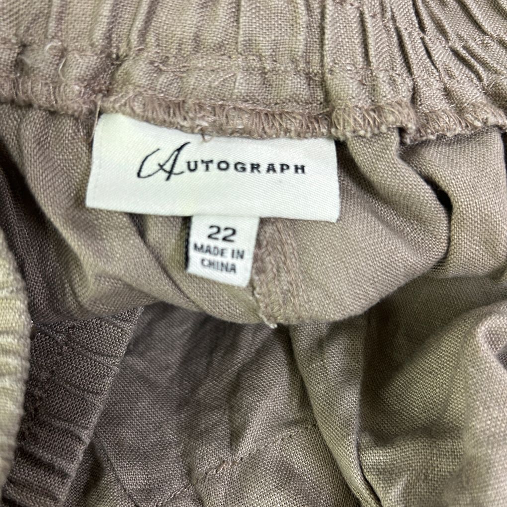 Autograph Taupe Linen Shorts - Size 22