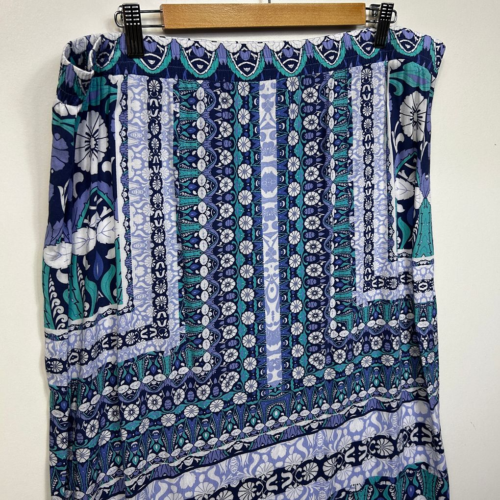 Rockmans Blue Plus Size Midi Skirt - Size 18