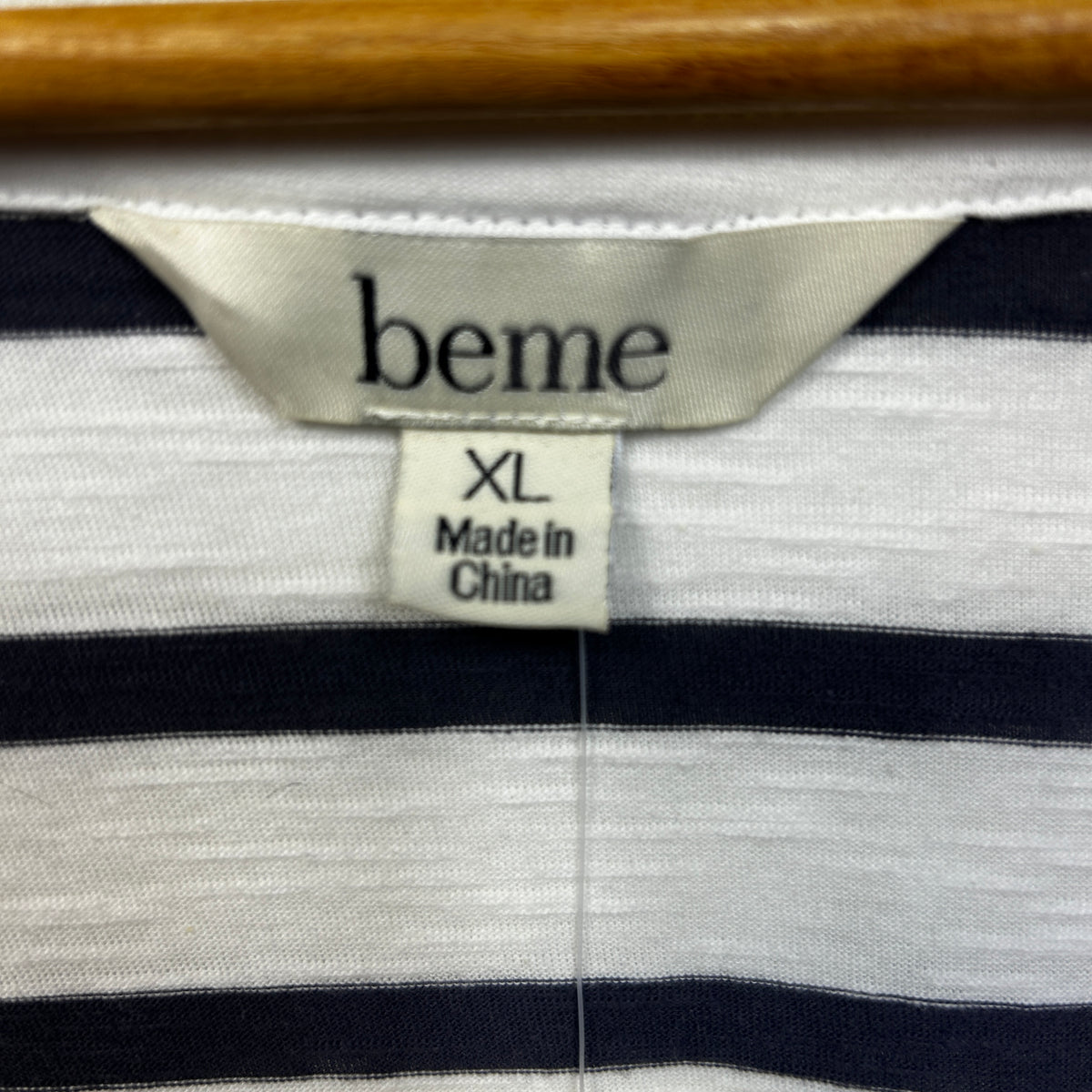Beme White Striped Plus Size Cotton Top - Size XL/22