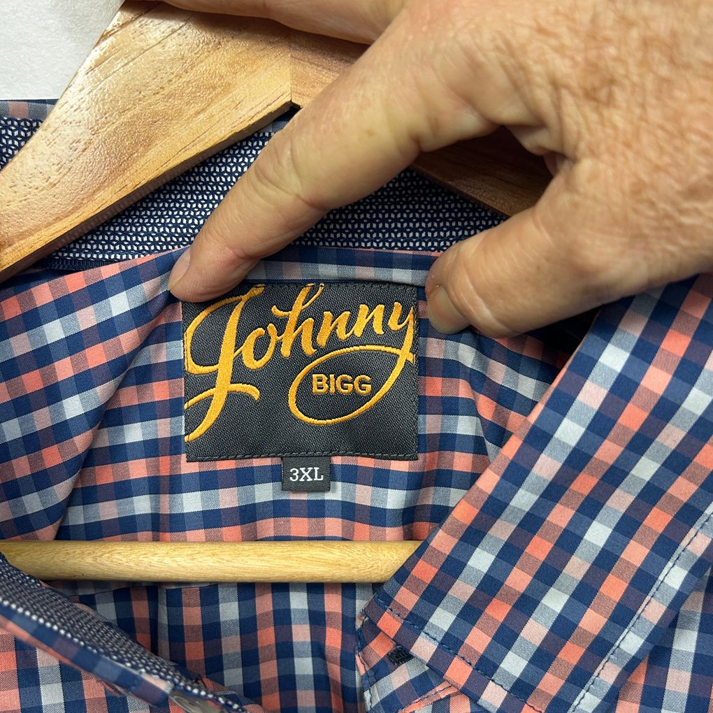 Johnny Bigg Navy Check Long Sleeve Cotton Mens Shirt - Size 3XL