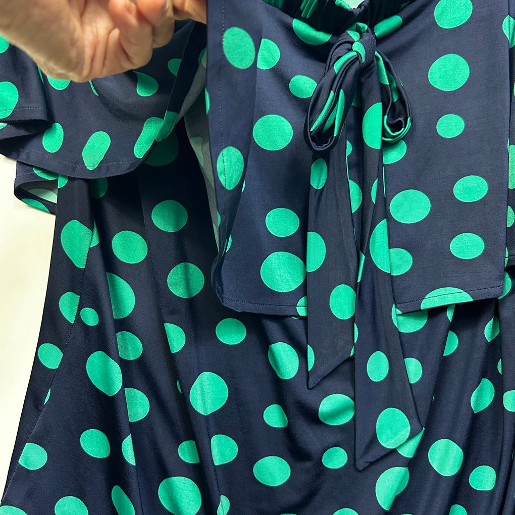Leina & Fleur Collective Navy Green Polka Dot Top - Size 16