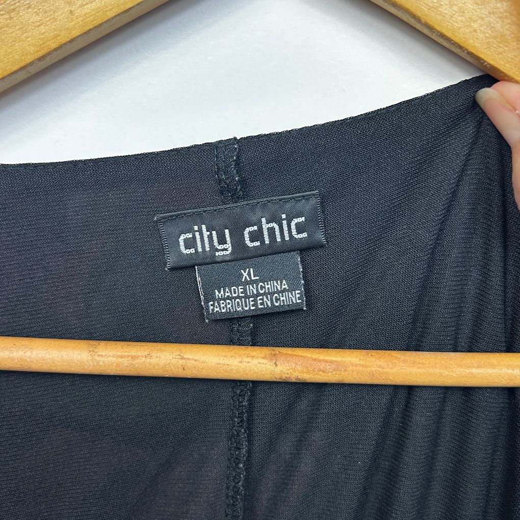 City Chic Black Floral Dress - Size 22/XL