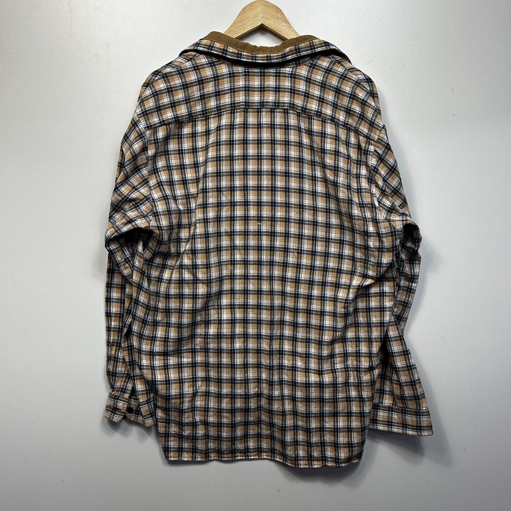 Hinterland Beige Flanelette Check Cotton Shirt - Size XL