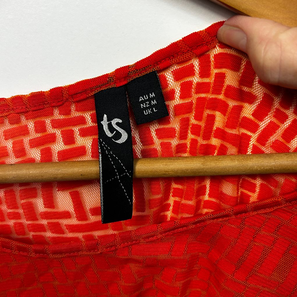 Taking Shape Orange Sheer Top - Size 18