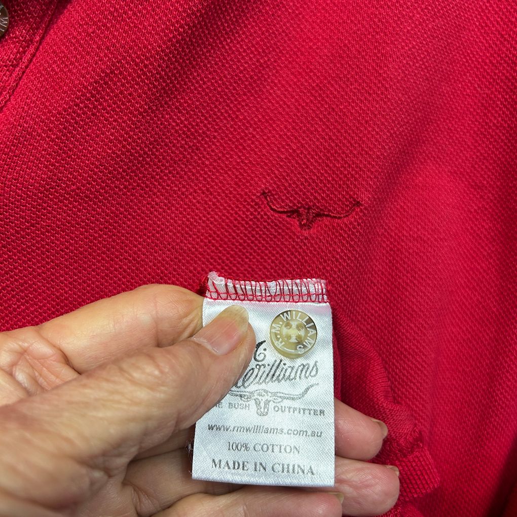 R.M.Williams Red Cotton Womens Polo Top - Size XL