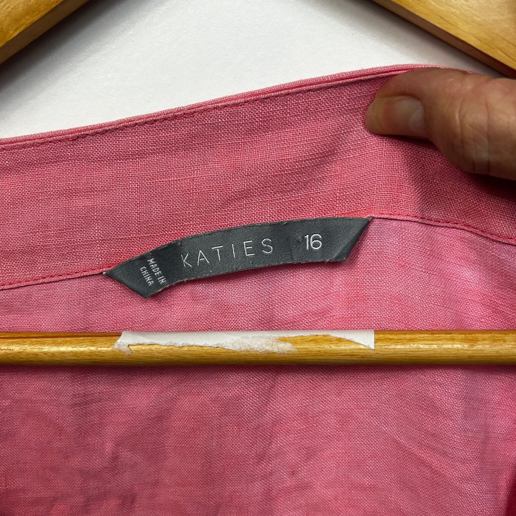 Katies Pink Linen Top - Size 16