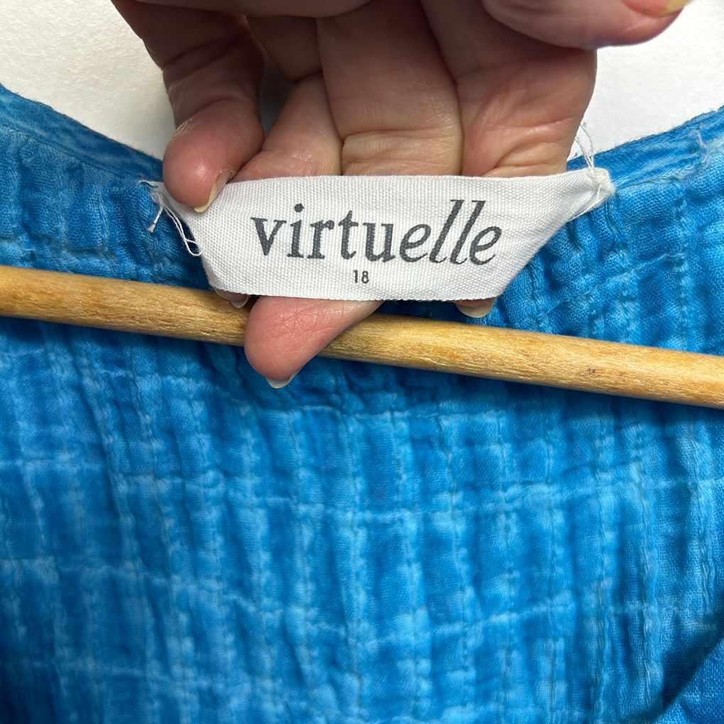 Virtuelle Blue Cotton Tunic Top - Size 18