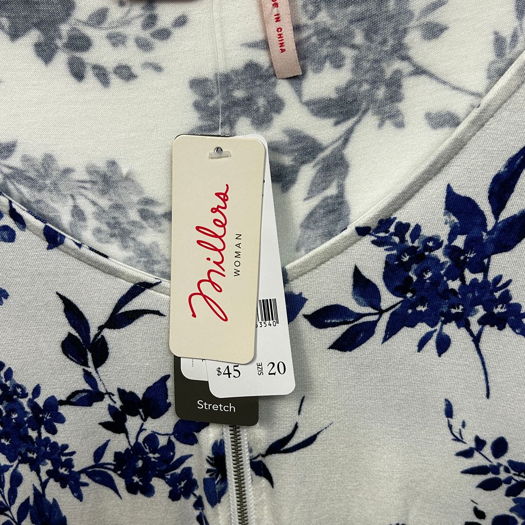Millers White Plus Size Floral Top - Size 20 RRP $45