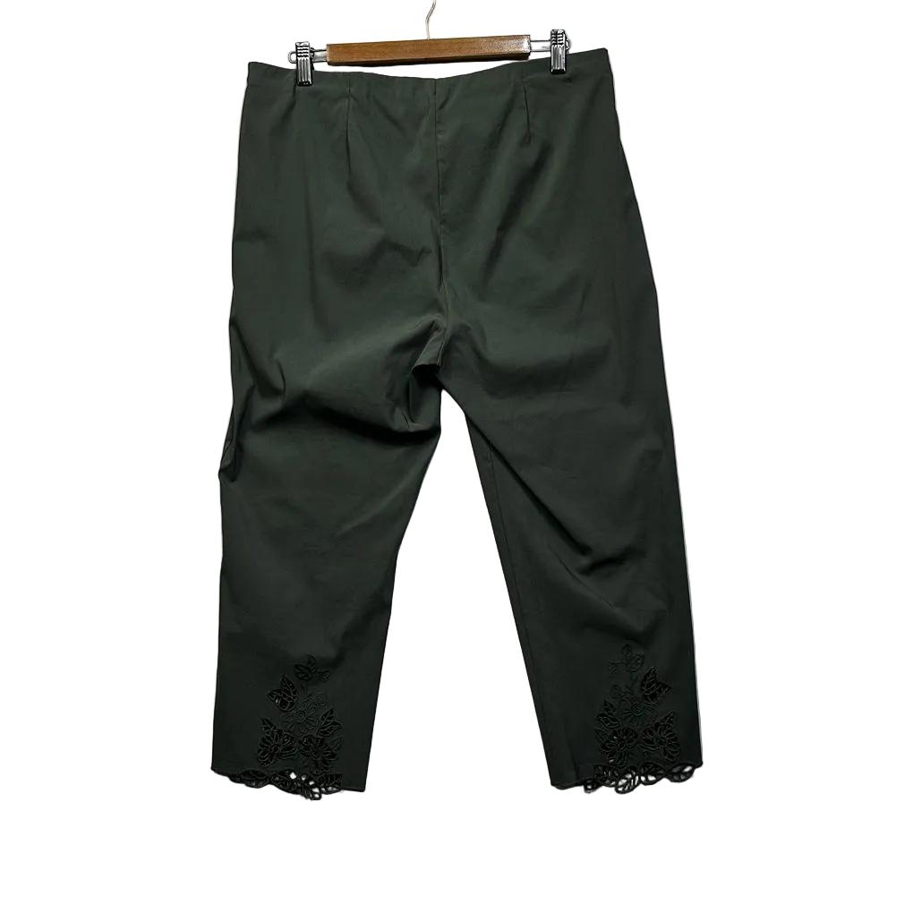 Noni B Green Olive Crochet Trim Pants - Size 14