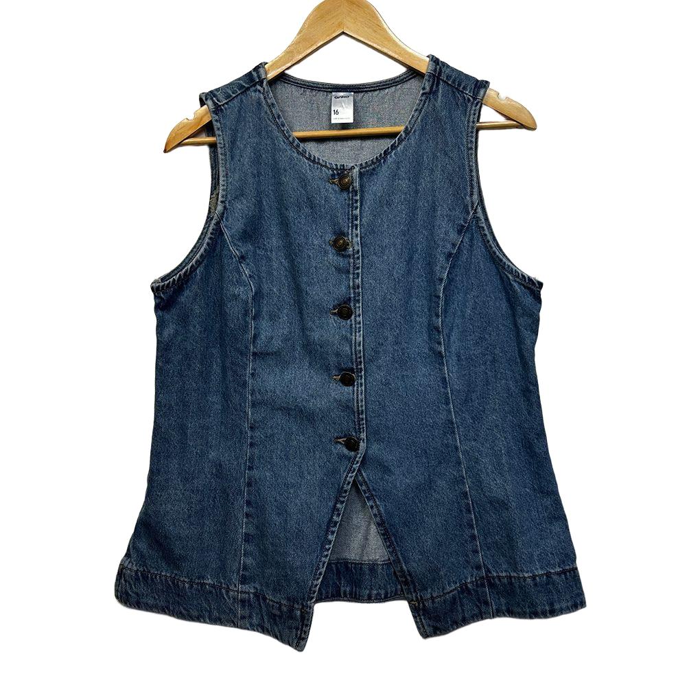 Anko Blue Cotton Denim Vest - Size 16