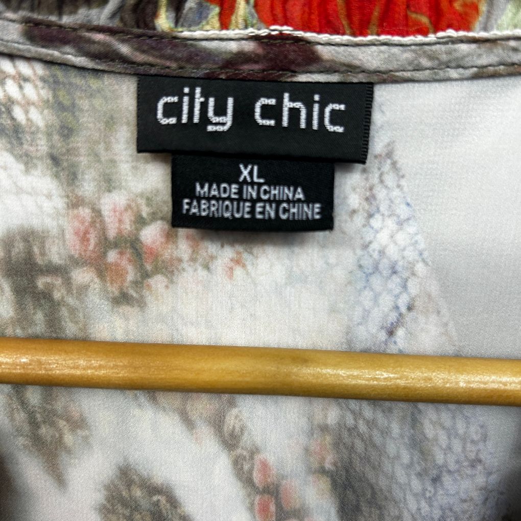 City Chic Multicoloured Floral Print Shirt - Size 22/XL