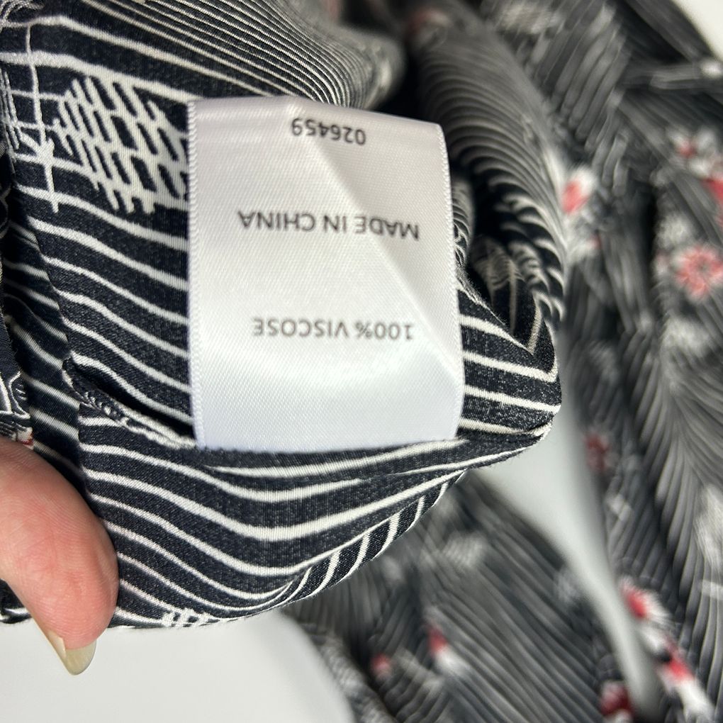 Sussan Black Floral Stripe Dress - Size 16