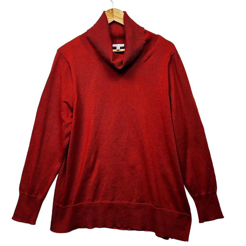 W. Lane Red Cotton Turtleneck Jumper - Size XL