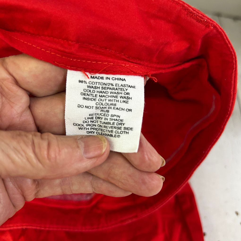 Blue Illusion Red Cotton Shorts - Size 18