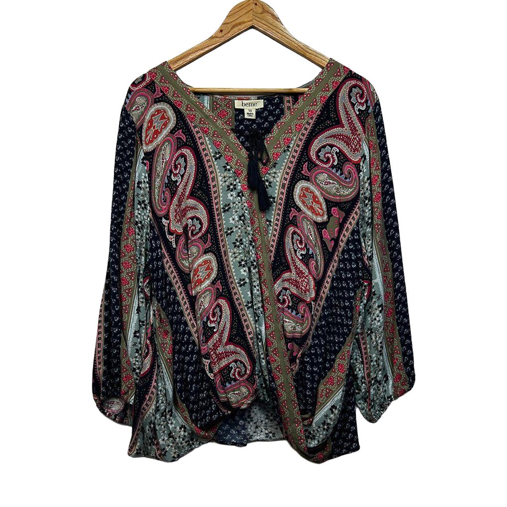Beme Navy Paisley Plus Size Top - Size 18