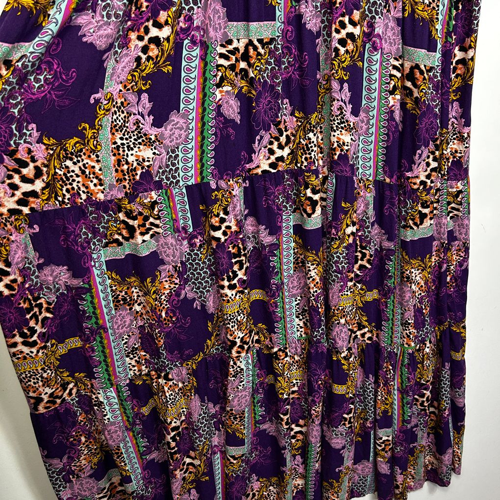 Purple Patchwork Paisley Maxi Dress - Size 22-24