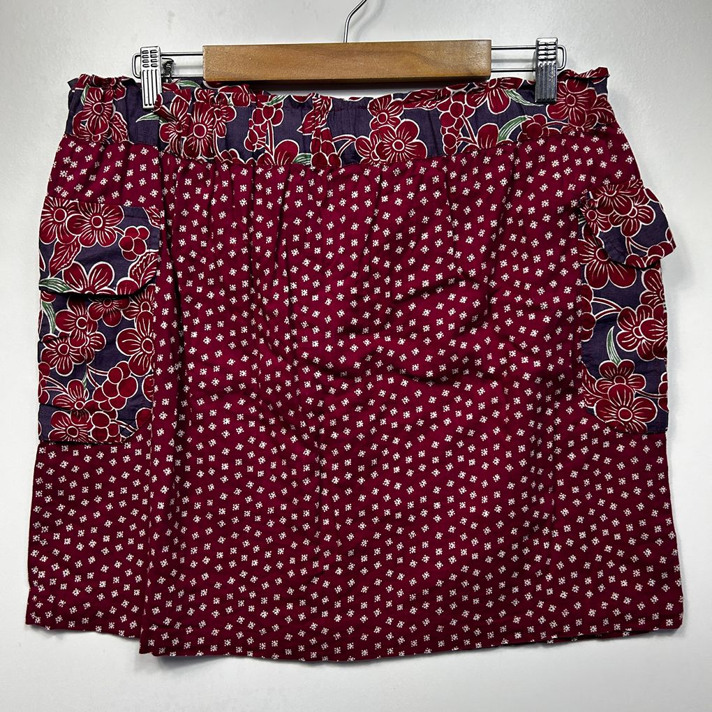 Boom Shankar Burgundy Cotton Skirt - Size 12