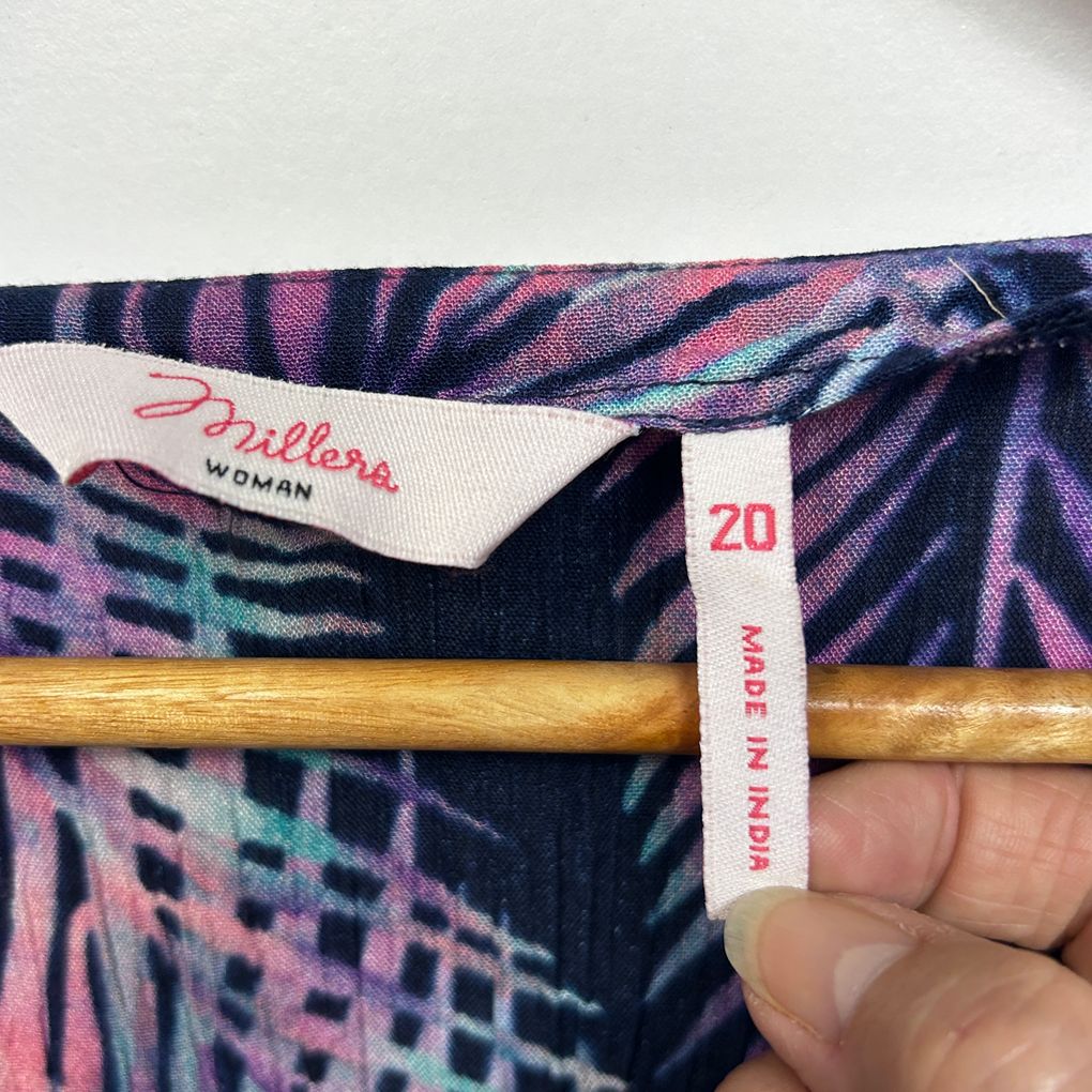 Millers Purple Palm Print Kaftan Top - Size 20