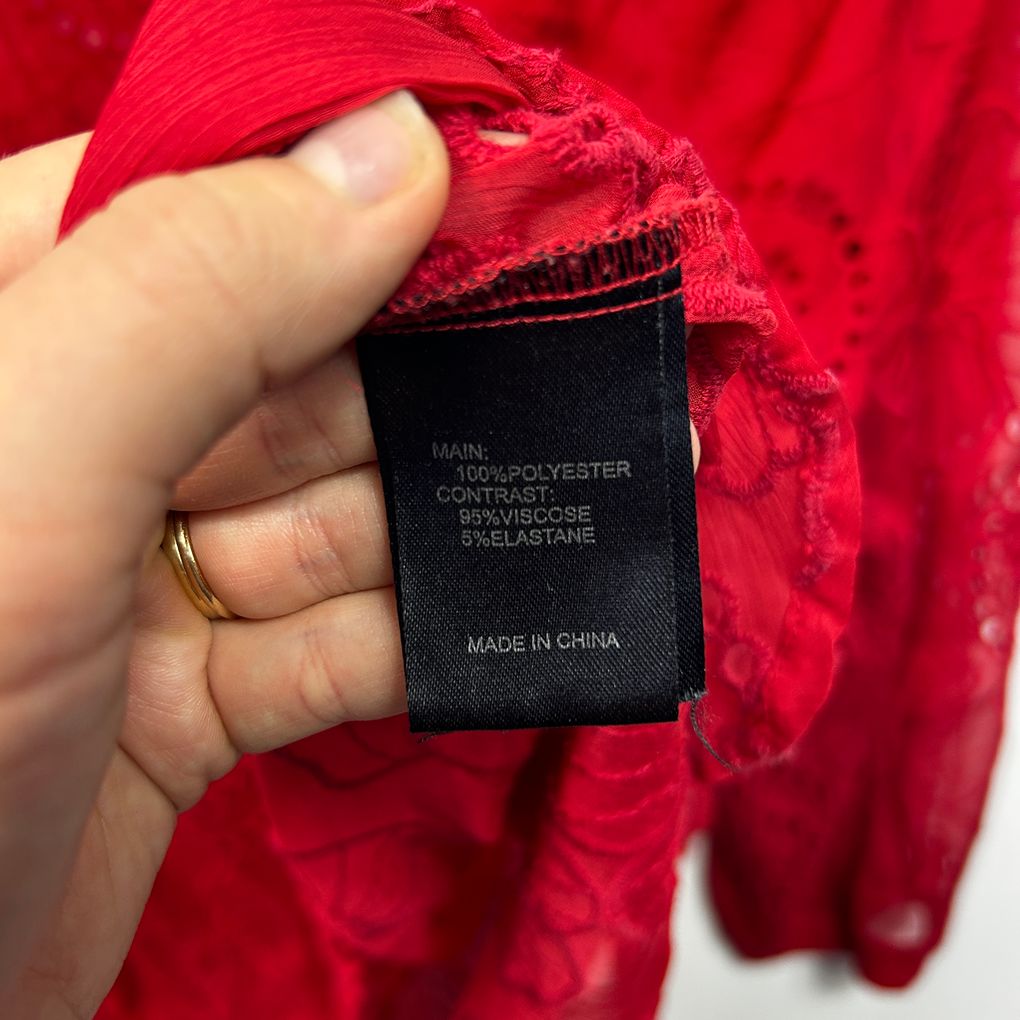 Taking Shape Red Plus Size Broderie Top - Size 20