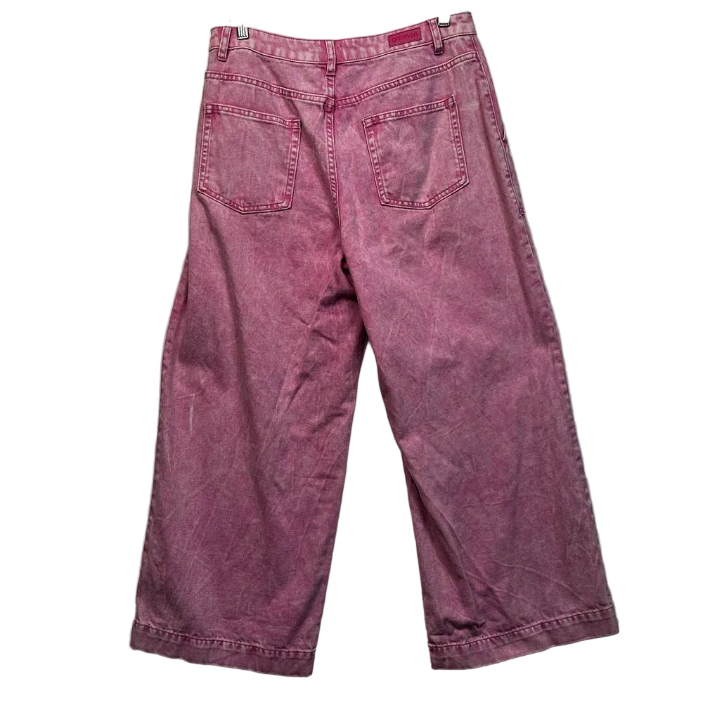 Gorman Wide Leg Jeans Pink Acid Wash Cropped High Rise Denim Pants - Size 12