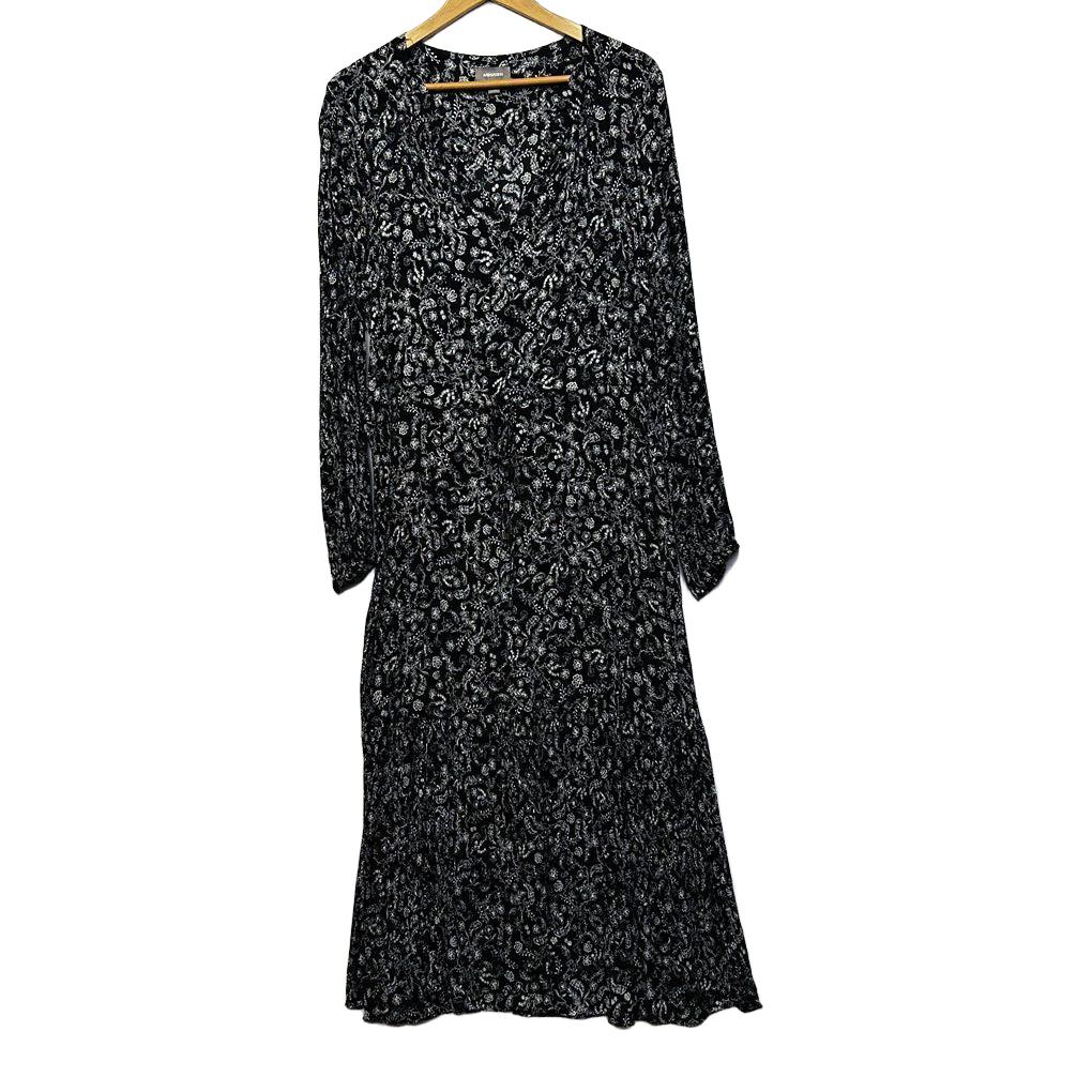 Sussan Black Floral Long Sleeve Dress - Size 18