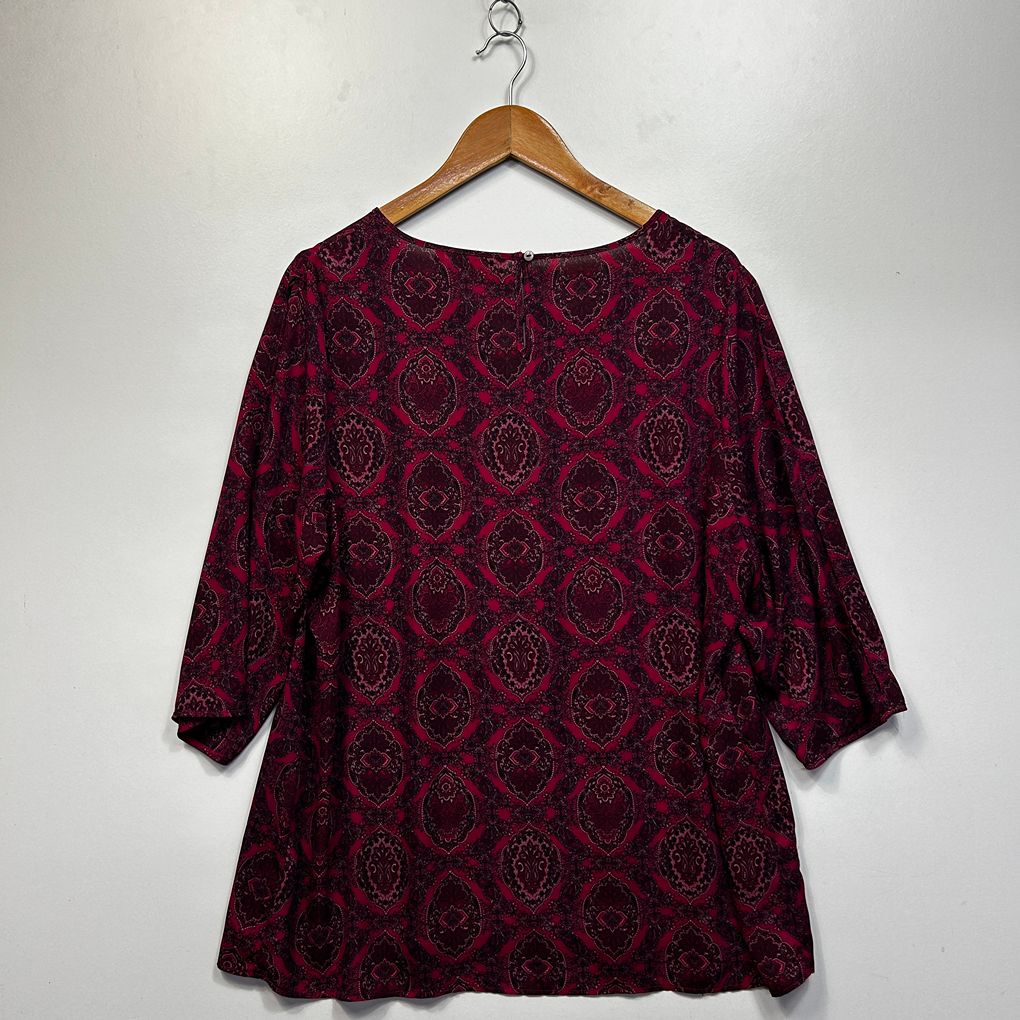 Millers Burgundy Plus Size Paisley Top - Size 18