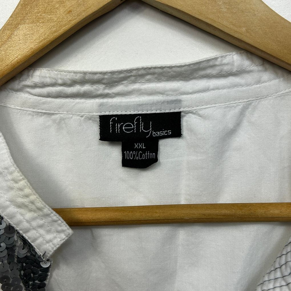 Firefly White Sequins Cotton Dress - Size XXL