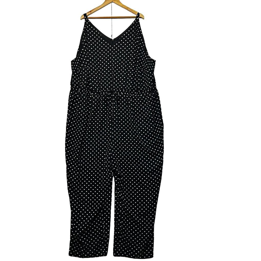 Yours Black Polka Dot Jumpsuit - Size 30-32